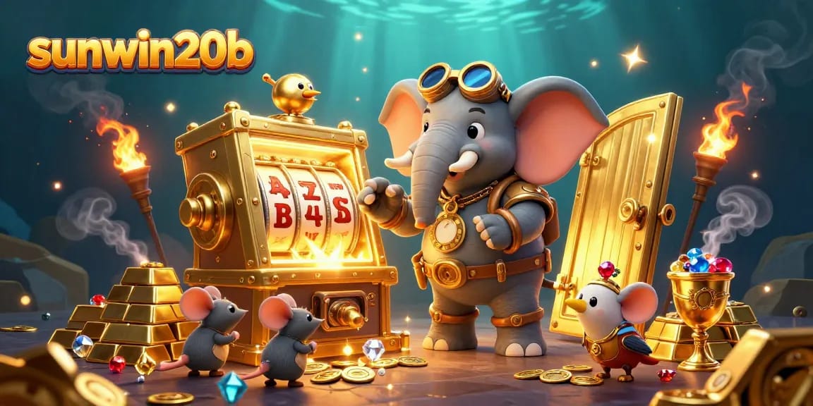 Engage with the thrilling world of gambling at sunwin20b, featuring lively 3D steampunk characters and a golden slot machine adventure.