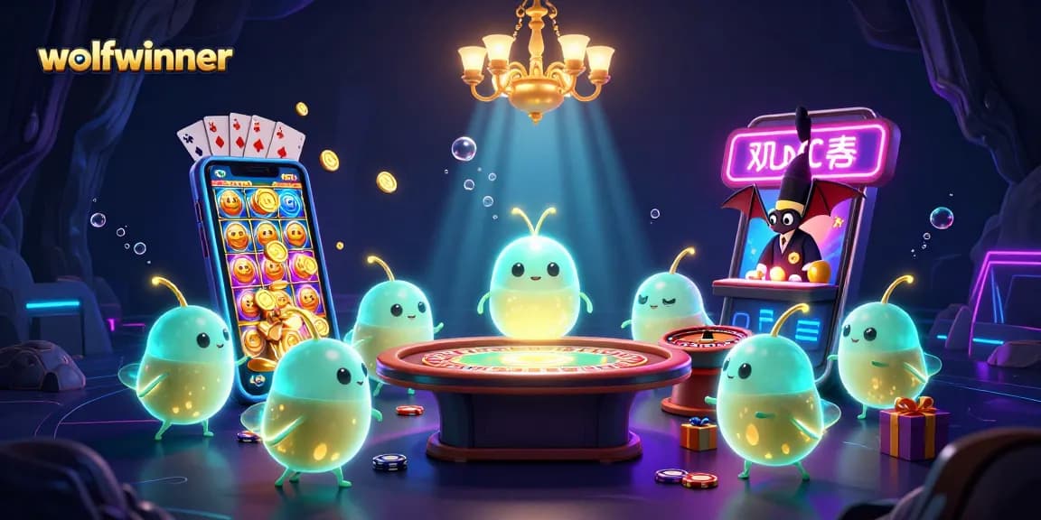 Experience thrilling casino fun with wolfwinner as glowworms illuminate a vibrant cave scene.