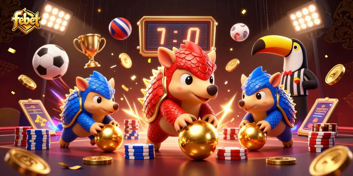 Experience the thrilling action of febet with rival pangolins in a dynamic casino scene.