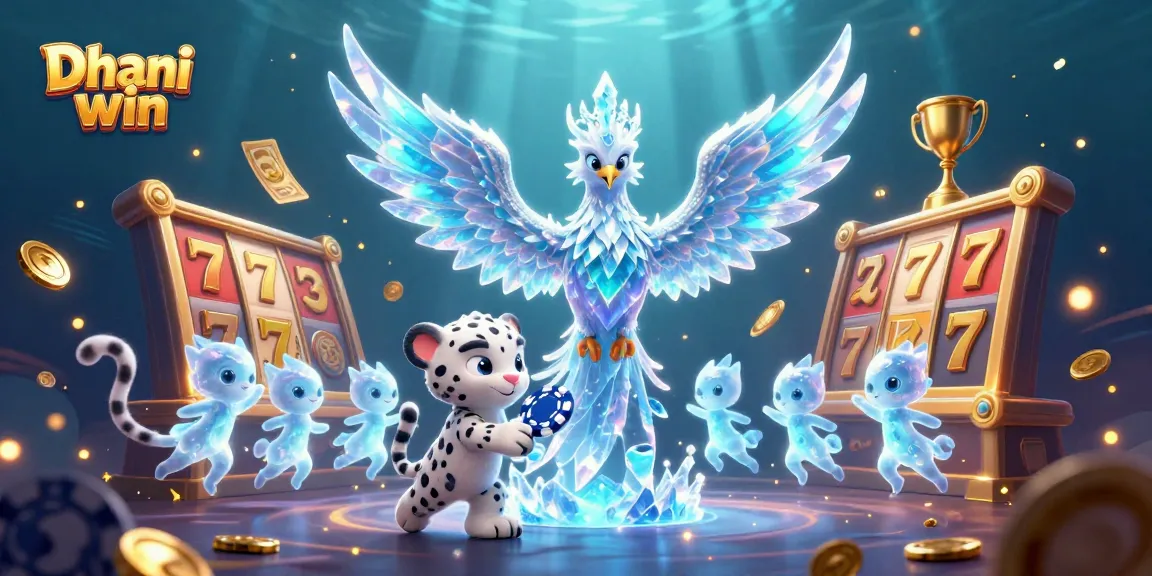 Dive into excitement with Dhani win as the ice phoenix and snow leopard engage in a dynamic jackpot slot scene.