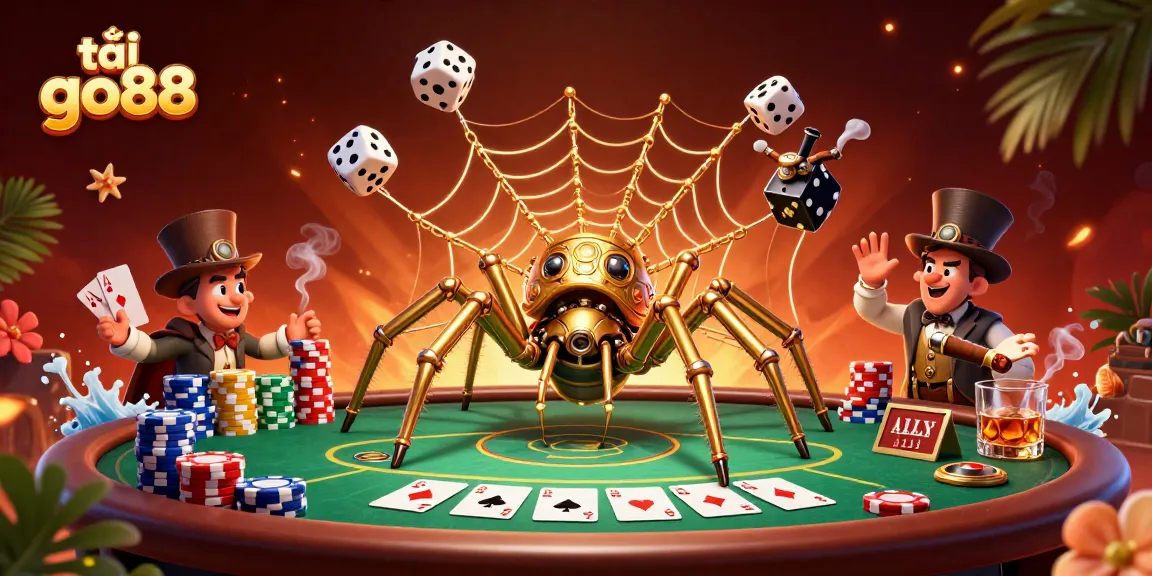 Engage in thrilling gameplay while tải go88 and encounter a steampunk scene with poker elements.